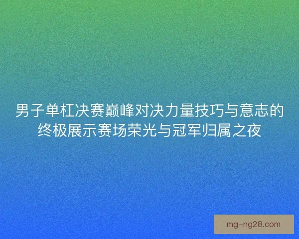 男子单杠决赛巅峰对决力量技巧与意志的终极展示赛场荣光与冠军归属之夜 男子单杠决赛巅峰对决力量技巧与意志的终极展示赛场荣光与冠军归属之夜